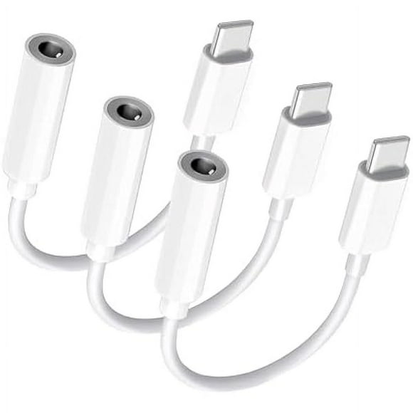 USB C to 3.5mm Audio Headphone Adapter, Type C to Jack Dongle Adapter Cable Cord Compatible with Apple iPhone 16 15 Pro Max Plus, iPad, MacBook, Samsung Galaxy S24 S23 S22 S21 Ultra, Pixel (3-Pack)