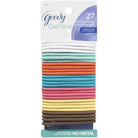 Goody Ouchless No Metal Gentle Elastics with Storage Ring, 27 Pack