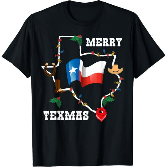 Merry Texmas Texas Flag Christmas Xmas Family Holidays Gift T-Shirt