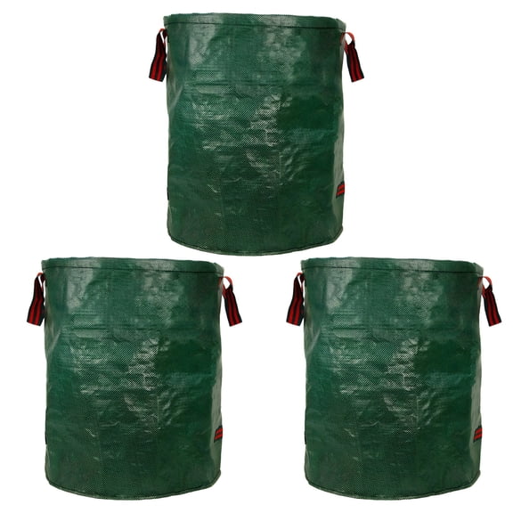 3 Pcs 4328 fl oz / 128 L Garden Waste Bags, 19.7 x 25.6 in / 50 x 65 cm Reusable Yard Waste Bags Heavy Duty, Waterproof Garden Leaf Bag for Lawn, Garden Waste, Collapsible, with Handles