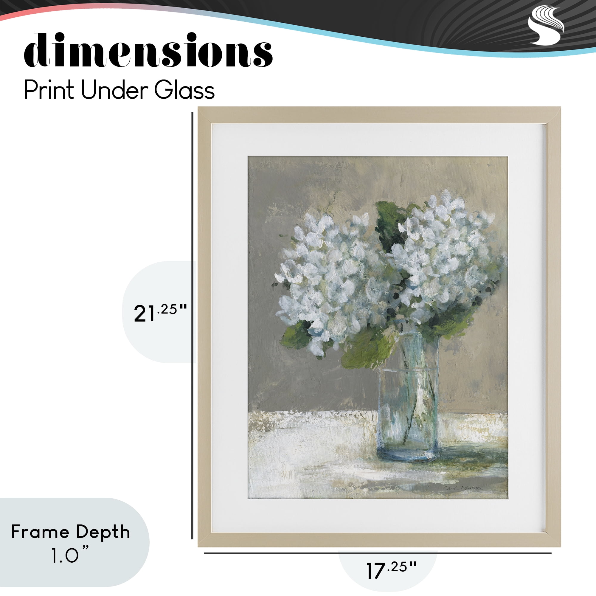 Stupell Industries White Hydrangeas Glass Vase Birch Framed Print Under Glass, design by Carol Robinson