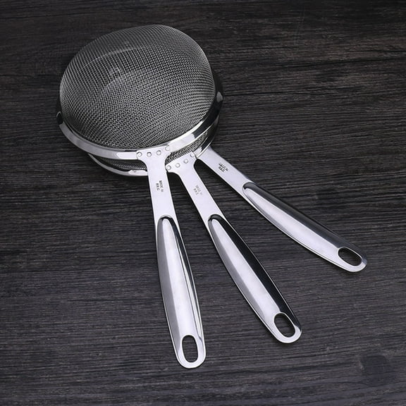 WHAMVOX  3 Pcs Grain Sieve Colander Kitchen Gadgets Sifter Strainer Silver