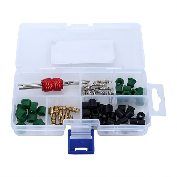 71 piezas Kit de reparación de aire acondicionado Ecomeon Núcleo de válvula Herramienta Junta de manguera verde