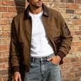 thumbnail image 6 of Men's Vintage Patchwork Jacket, Baseball Collar Zipper Coat With Multi-Pockets, Casual Biker Short Workwear Outerwear Brown M, 6 of 8