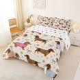 thumbnail image 2 of Homewish Lovely Dachshund Dog Queen Comforter Set,Kawaii Paw Prints Comforter Sets Queen,Beige,Stars Bow Decor,Polkadot Reversible,3-Piece,1 Comforter and 2 Pillowcases, 2 of 7