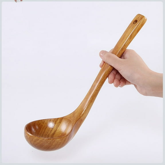 Large Wooden Soup Spoon Long Handle Natural Tableware Kitchen Accessories