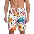 thumbnail image 3 of Lsque Flowers Birds And Butterflies Mens Sleep Pajama Shorts,Short Pajama Pants, Cotton Ultra-Soft Knit-Large, 3 of 9
