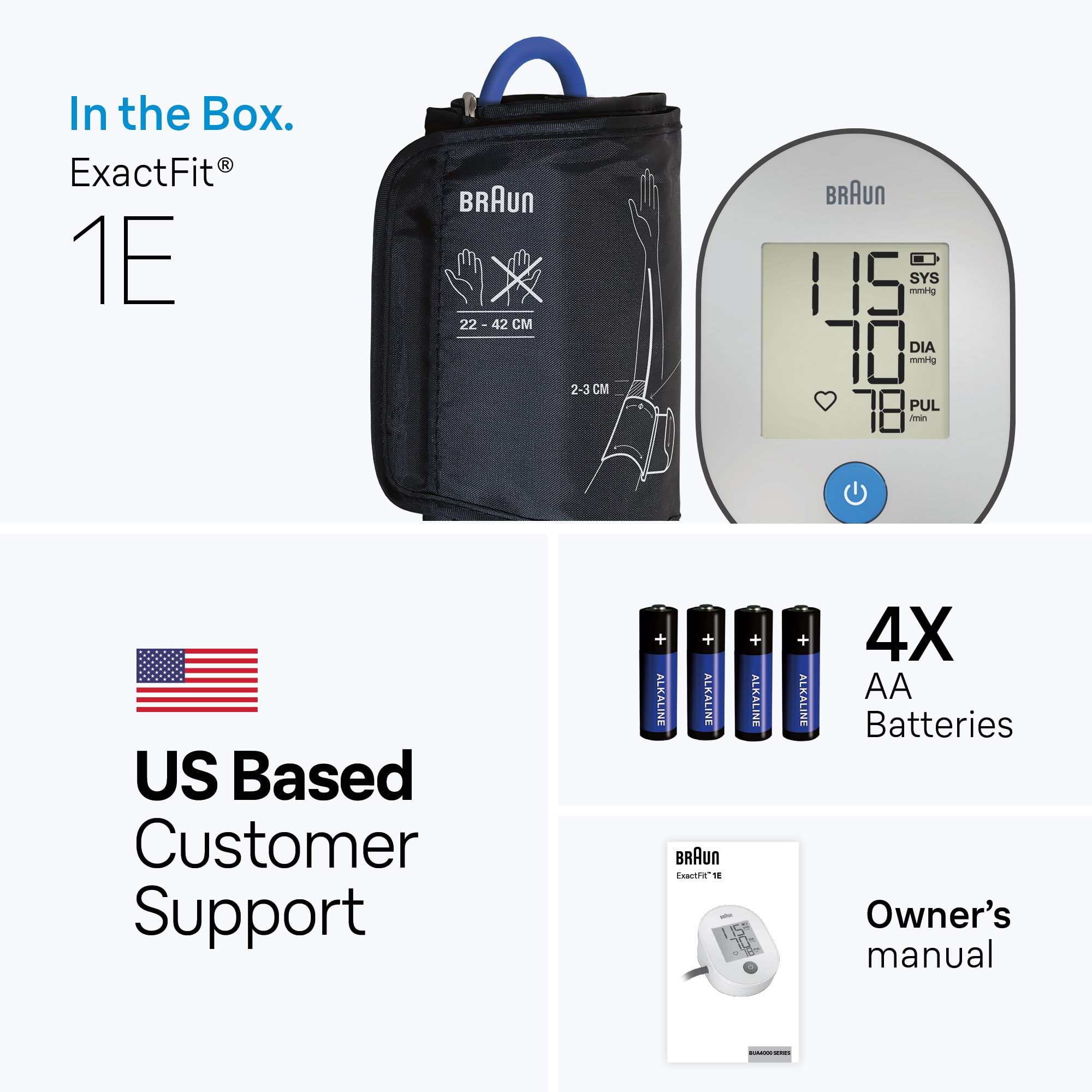 Braun ExactFit 1E Upper Arm Blood Pressure Monitors for Home Use, FSA & HSA Eligible,  Black, BUA4000BUS