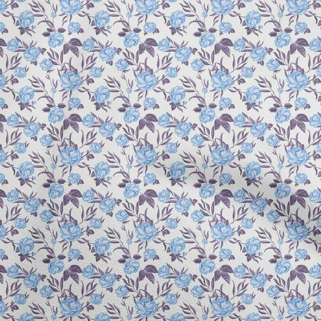 oneOone Tissu Georgette Viscose Blanc Matériel de Robe Florale Tissu Imprimé Tissu au Mètre 42 Pouces de Large