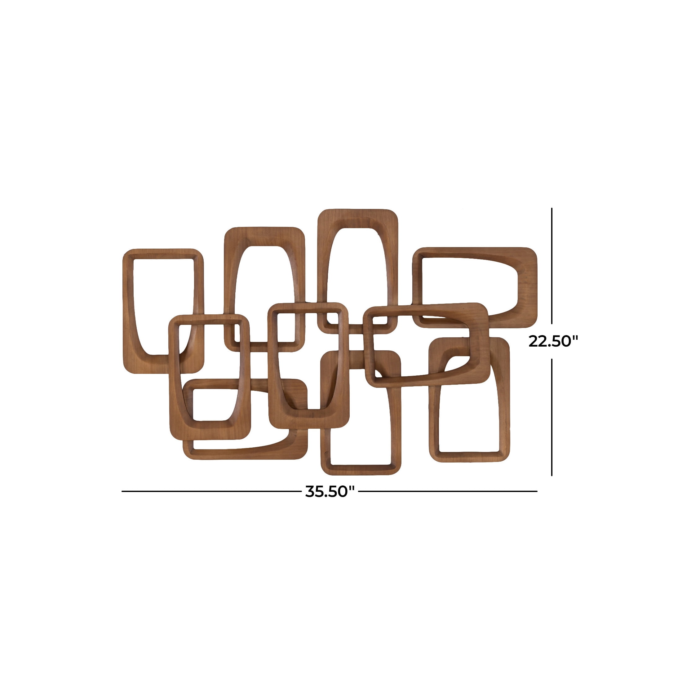 DecMode Brown Wood Overlapping Rectangles Geometric Wall Decor
