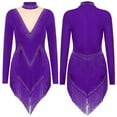 thumbnail image 6 of iiniim Ladies Rumba Samba Latin Dress Sparkly Rhinestone Modern Waltz Jazz Dance Costume Purple S, 6 of 7