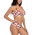 thumbnail image 2 of Kdxio Hand Drawn Watermelon Print Women's 2 Piece High Waisted Wrap Spaghetti Strap Summer Swimsuit Bikini Set-XX-Large, 2 of 7