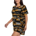thumbnail image 2 of Bixox Women's Yellow Excavator Printed Pajama Set 2 Piece Lounge Set Top and Shorts Soft Pajamas, Shorts with Pockets, 2 of 7