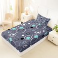 thumbnail image 5 of Manfei Cute Geometric Star Twin Sheets, Circular Dot Bedding, Gray Teal Black, Black Reversible 3 Pieces1 Flat Sheet + 1 Fitted Sheet + 1 Pillowcase, 5 of 6