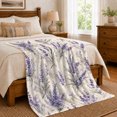 thumbnail image 6 of Lavender Bouquets And Botanical Sprigs, Cozy Flannel Blanket for Vintage Botanical Enthusiasts, Vintage Washed Botanical Watercolor Home Decor for Living Room and Bedroom, Housewarming Gift, 6 of 7
