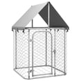 thumbnail image 1 of Caseta para perros al aire libre VidaXL de acero galvanizado plateado con techo, 1 of 7