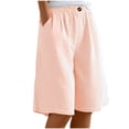 thumbnail image 2 of ITSAME Shorts for Girls, Striped Print Cotton Linen Elastic Waist Summer Casual Fashion Loose Shorts Orange 10T, 2 of 8