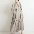 thumbnail image 2 of Jalioing Cotton Linen Maxi Dress for Women Short Sleeve Shirt Sundress Button down Lapel Casual Dresses, 2 of 4