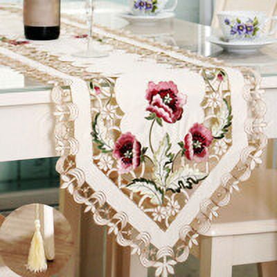 Table Runner Household Living Room Embroidering Crafts Coffee Desk Desktop Adornment Placemat Decorations Tablecloth Decorations red 30*45cm