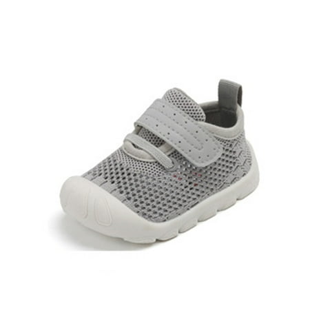 

Daeful Children Flats First Walker Walking Shoe Mesh Girls Boys Casual Shoes Running Lightweight Prewalker Slip On Shoes Gray-B 6C