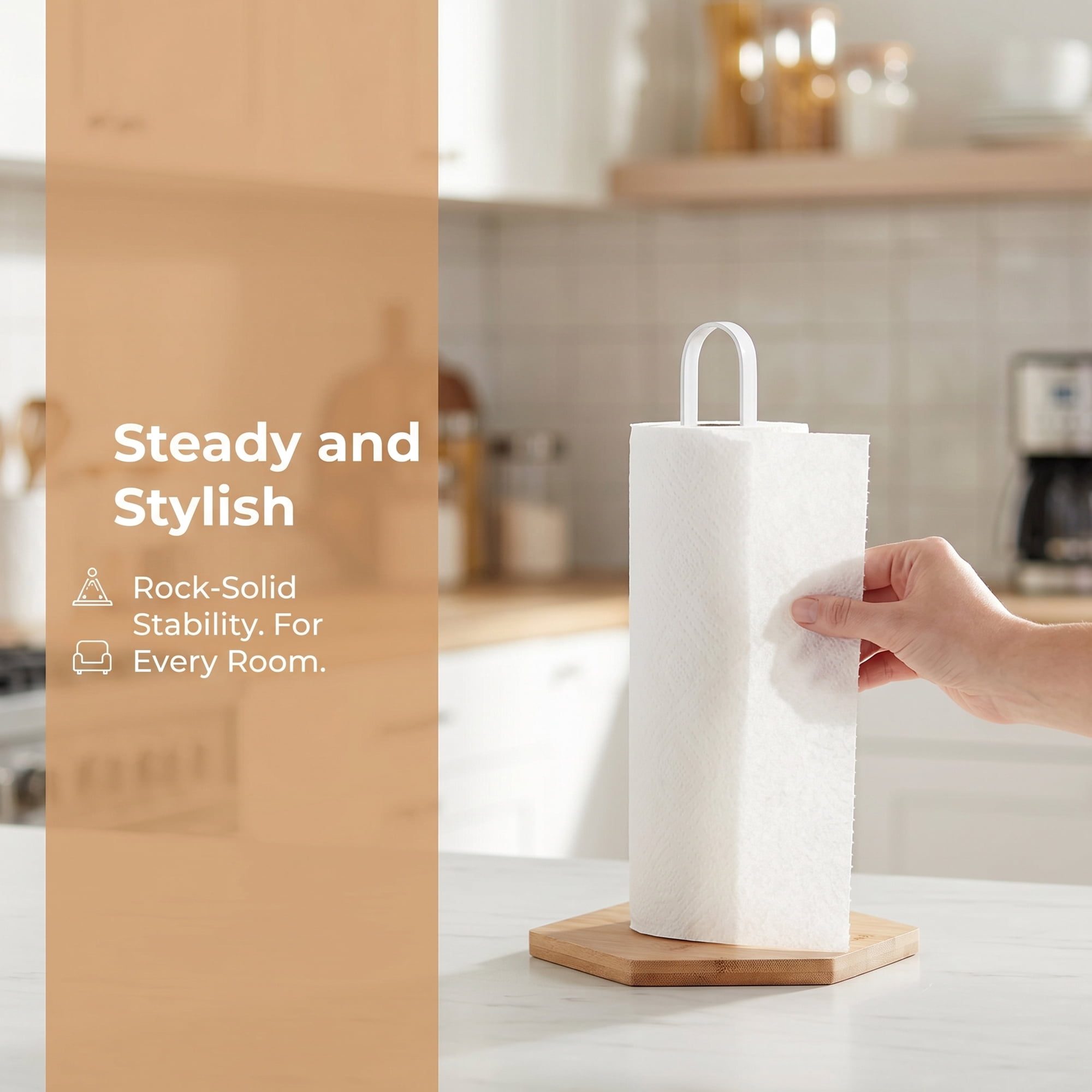 Unique Bargains Paper Towel Holder Countertop Non Slip Base Dispenser White C 10.2x6.3inch