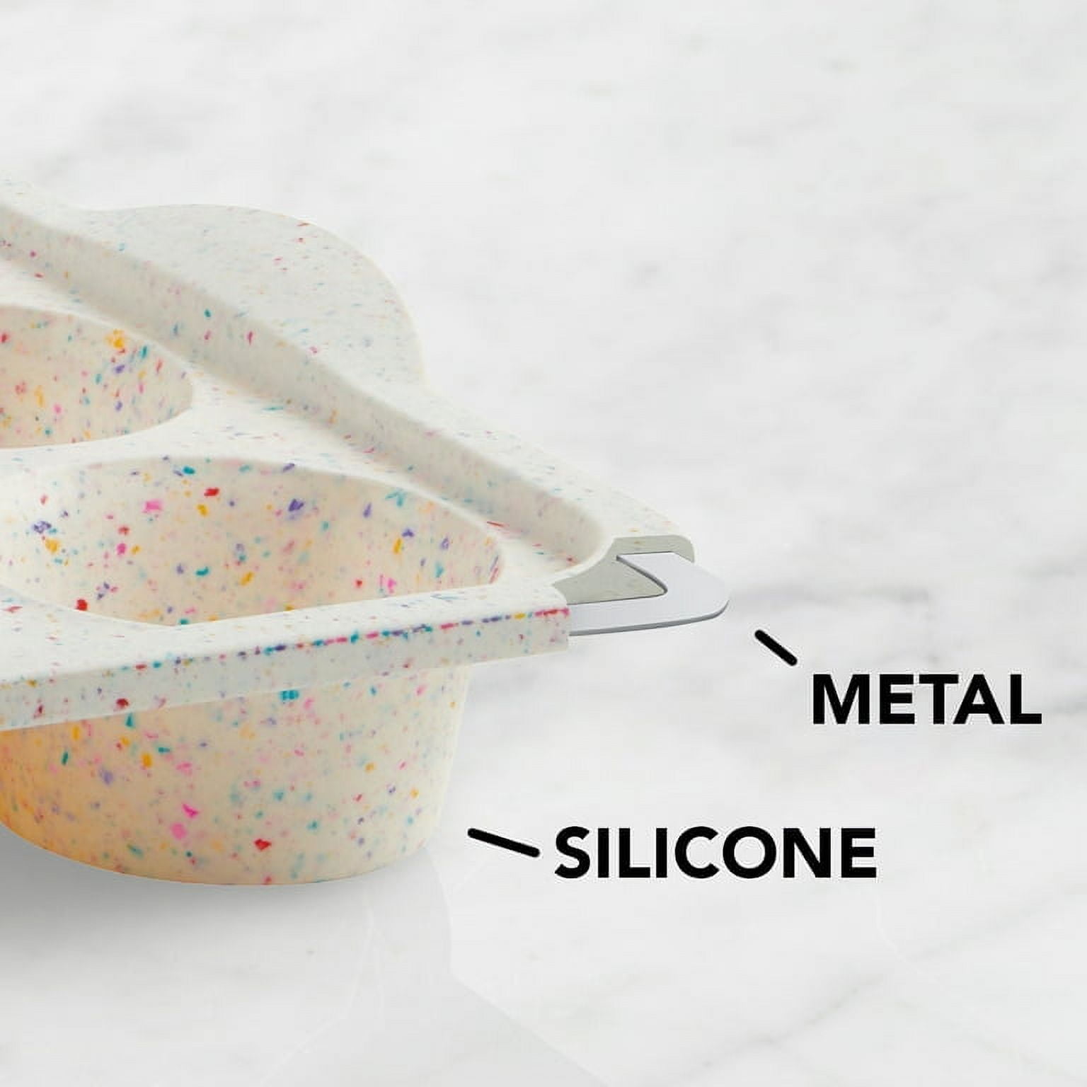 Trudeau Silicone 12 Count Muffin Pan, 2 Pack, 2.75 in Diameter, Granite, Dishwasher Safe, Easy Release