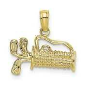 10K Yellow Gold Textured Engraved Golf Bag Charm (12.8mm x 15.2mm)