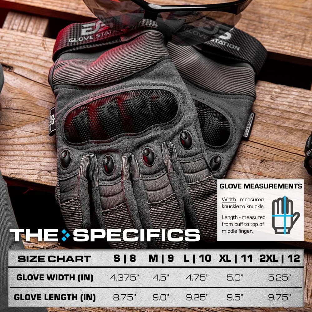 Glove Station Motorcycle Gloves for Men - Touchscreen Riding Gloves with Impact Protection - Motorcycle Gear for Road & Dirt Bike Use, Gray, Medium