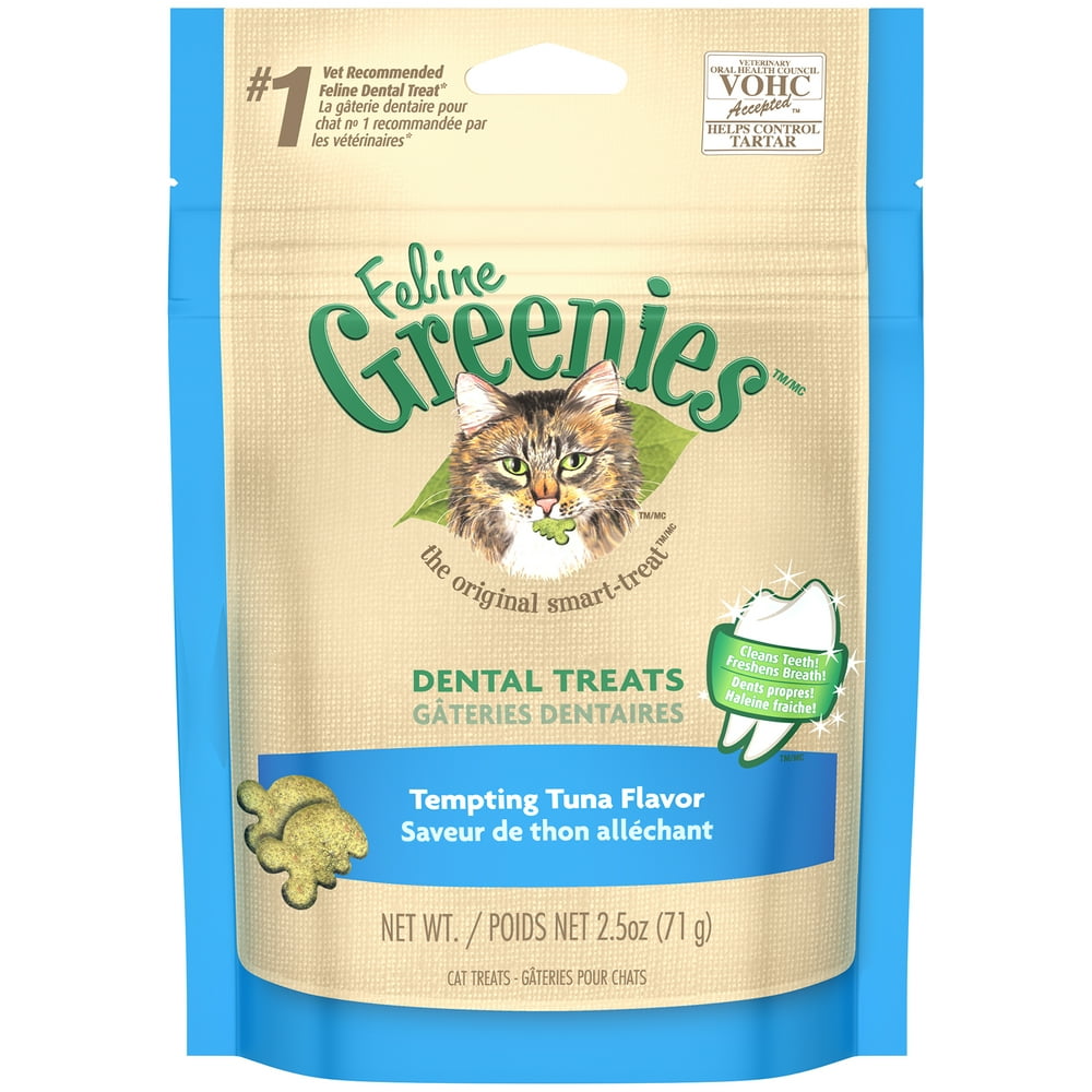 Feline Greenies Dental Natural Cat Treats, Tempting Tuna Flavor, 2.5 oz