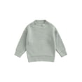 thumbnail image 1 of Kmbangi Unisex Kids Fall Sweater Solid Color O-Neck Long Sleeve Knitted Tops, 1 of 9
