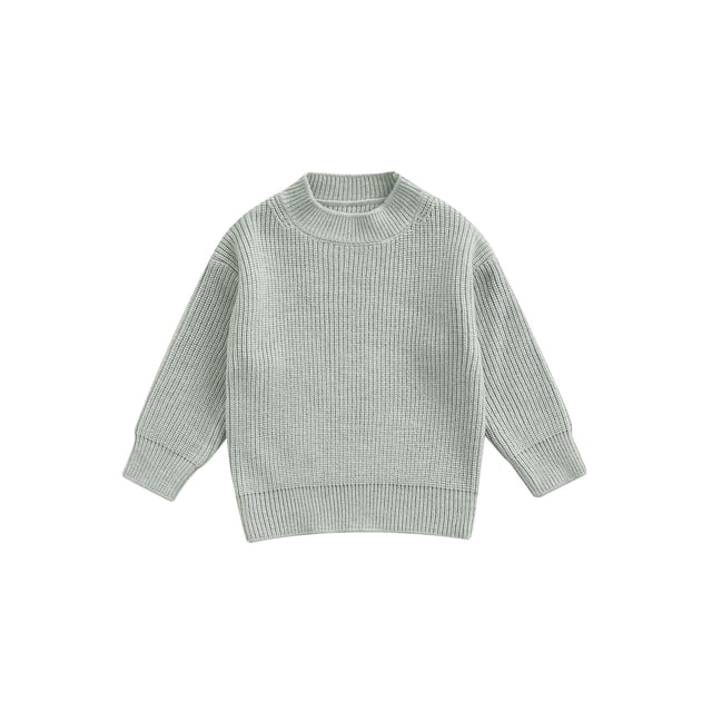 Kmbangi Unisex Kids Fall Sweater Solid Color O-Neck Long Sleeve Knitted Tops