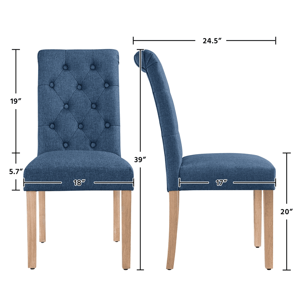 Alden Design 6 PCS Padded Parsons Fabric Upholstered Dining Chairs, Blue