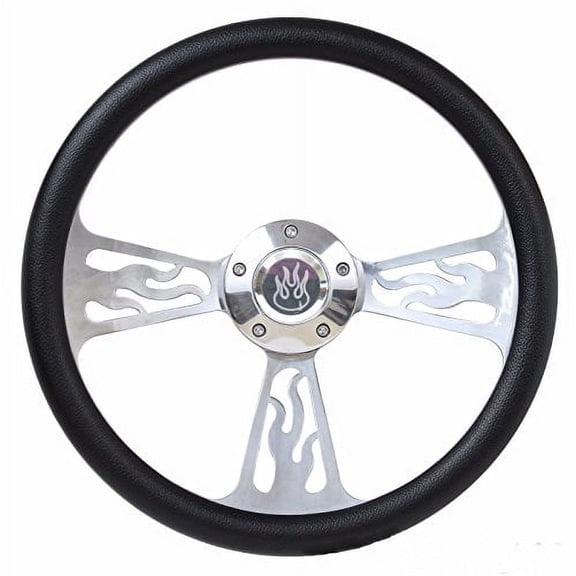 1964 Ford Galaxie Flame Steering Wheel Full Kit With Engraved Flame Horn