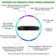 Home Theater Sound System Kit - 7.2 Channel 1500 Watts Bluetooth Amplifier w/ 6 QTY of 8 Framed Ceiling Speakers 300 W Each, 300 ft Speaker Wire & Remote for Home,Office, Restaurant by Technical Pro
