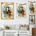 thumbnail image 4 of Designart "Saddlebound Cowboys with Horses" People Framed Wall Art - Southwestern Blue Cowboys Entryway Framed Wall Art Print, 4 of 6