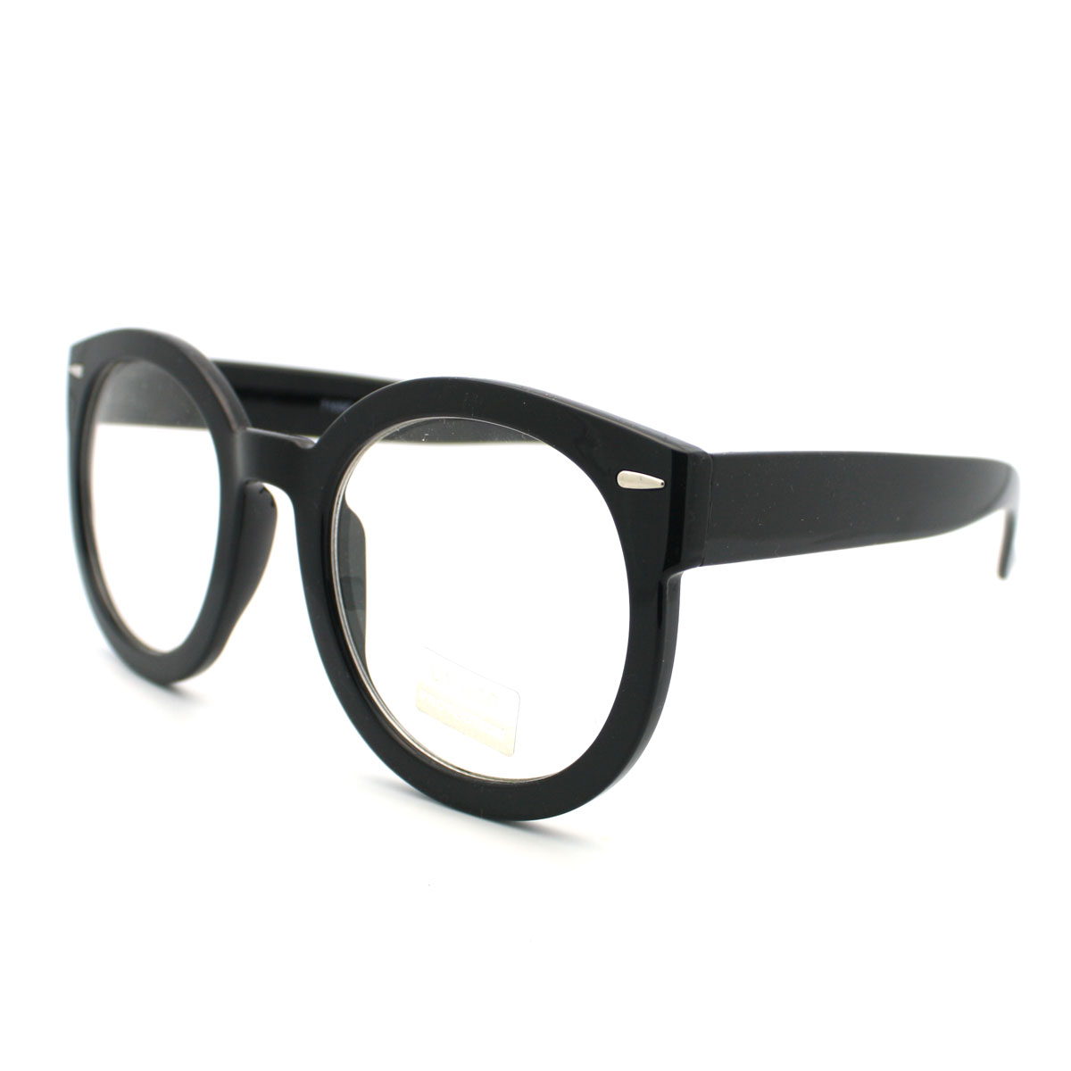 Oversized Round Thick Horn Rim Clear Lens Fashion Eye Glasses Frame Black - image 2 of 3