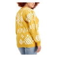 thumbnail image 2 of MIGHTY FINE Womens Gold Cotton Blend Ribbed Printed Long Sleeve Crew Neck Sweater Plus 2X, 2 of 4