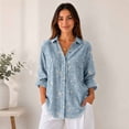 thumbnail image 5 of Nyfairy Women Floral Print Button Down Blouse, Long Sleeve Dressy Casual V Neck Loose Fit Shirts, 5 of 5