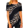 thumbnail image 2 of Chemises à Manches Courtes pour Femmes Mode Tendance Été Col Rond Loisirs Manches Courtes Imprimé Hauts Imitation Coton Hauts d'Été 2023 Hauts Blouses pour Femmes, 2 of 5