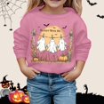 thumbnail image 2 of Krdevn Kids Vintage Hanging Ghost Pumpkin Bat Graphic Crewneck Sweatshirt Long Sleeve Casual Pullover Top for Halloween Holiday Outfit Pink,5-6 Years, 2 of 4