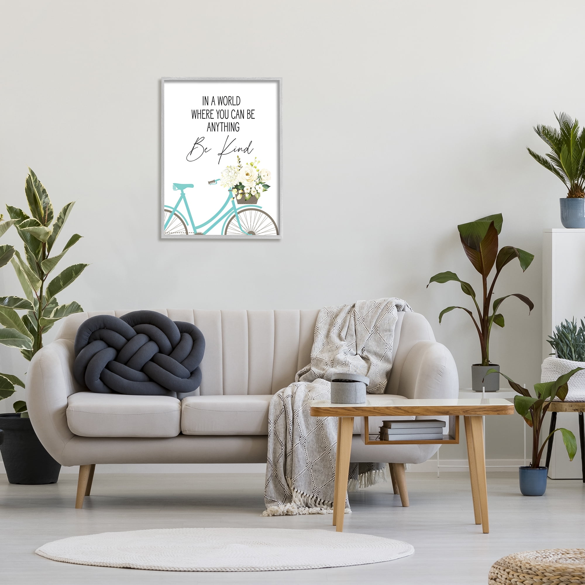 Stupell Industries Be Anything Be Kind Sentiment Blue Bicycle White Floral, 24 x 30, Designed by Lettered and Lined