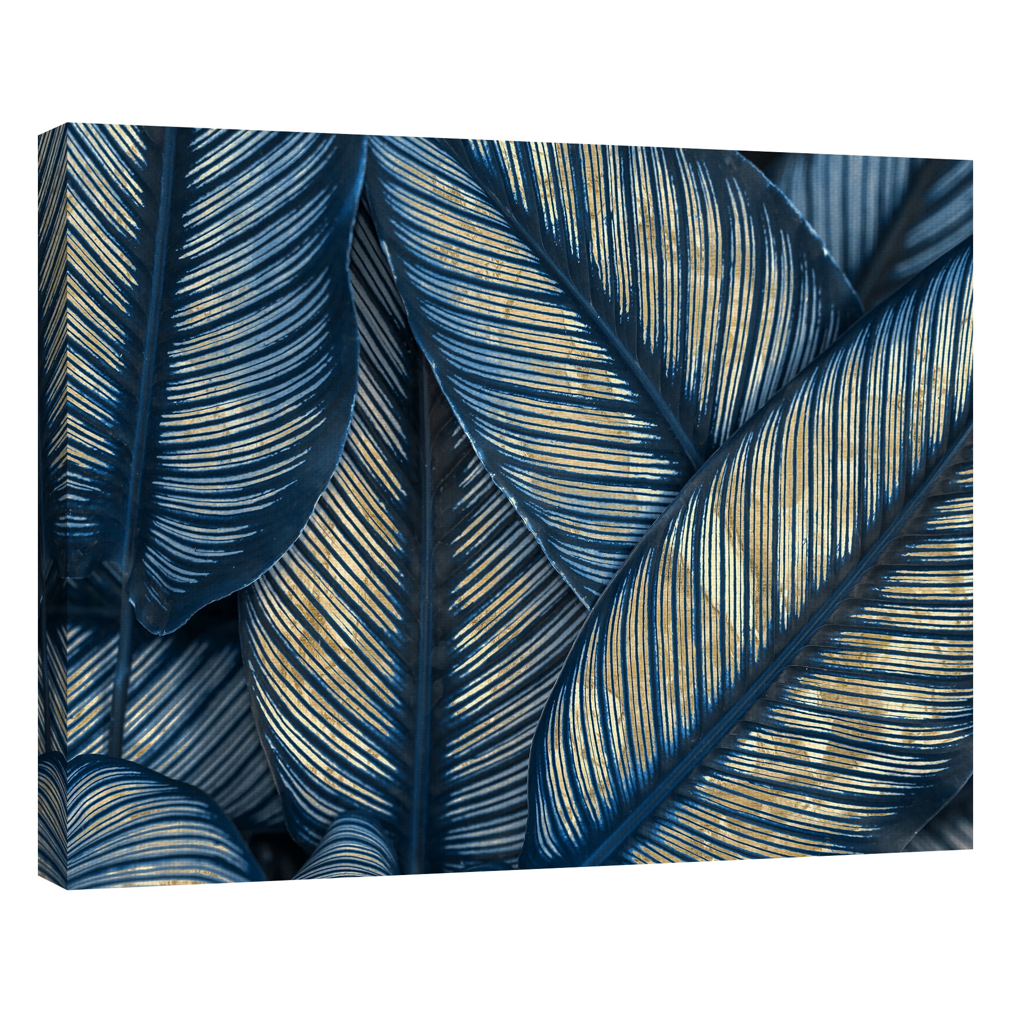 Masterpiece Art Gallery Indigo & Gold Tropical Leaves by Belle Maison Canvas Art Print 22" x 28"