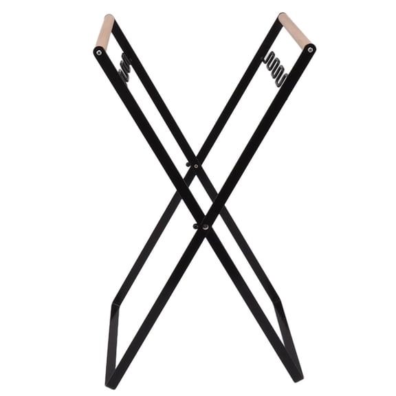 LAZIOEGR Foldable Iron Trash Bag Stand – Portable Outdoor Garbage Rack with Wooden Handles, Black