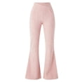 thumbnail image 5 of QIYAGBSA Crossover Flare Pants for Women Ribbed High Waisted Bell Bottom Bootcut Stretch Solid Trousers with Side Pockets Office Casual Fall, 5 of 5
