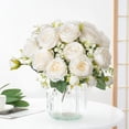 thumbnail image 4 of Flores artificiales de seda DXING Peonías blancas decoración del hogar, 4 of 5