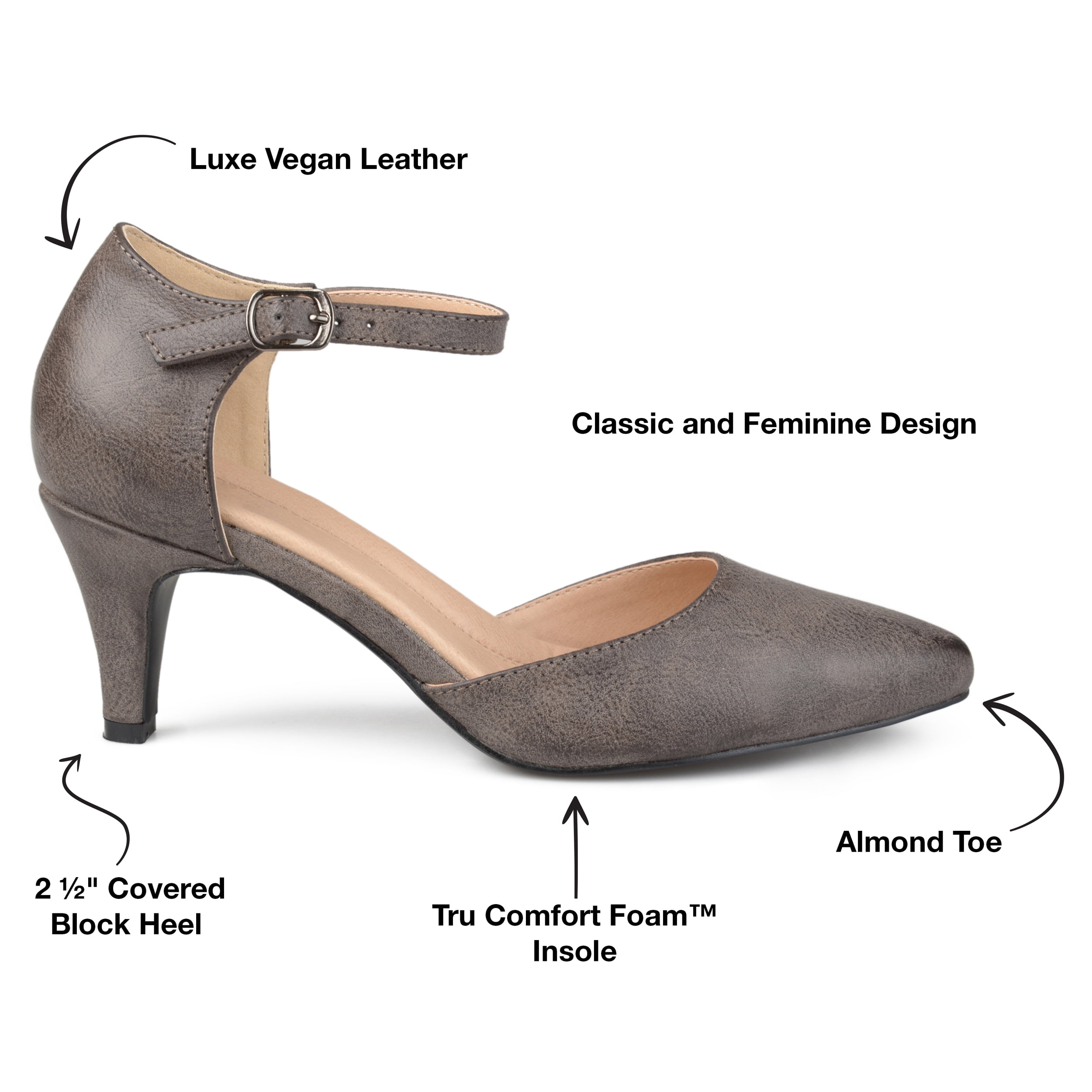 Journee Womens Bettie Almond Toe Mid Heel Pumps, Widths Available