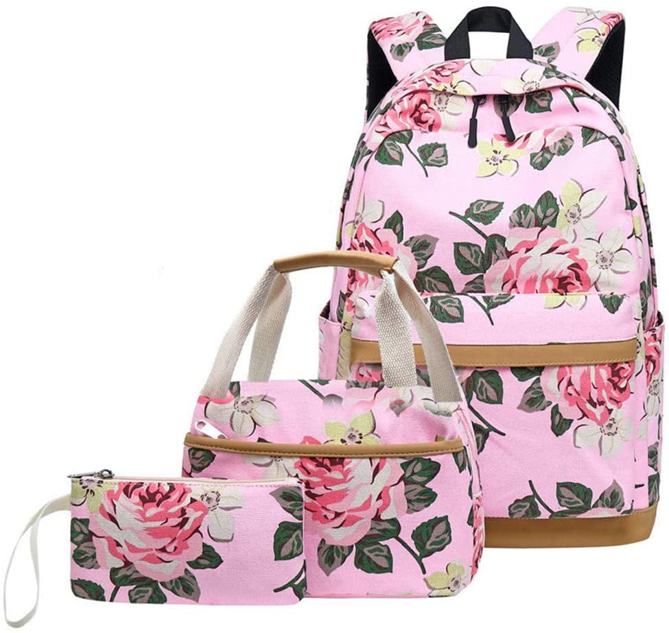 Backpack Colorful Paint Floral Plant Art Pink Print School Bags Boy Girl Daypack