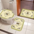 thumbnail image 5 of Sunflower Bee Bathroom Rugs Set Vintage Daisy Flower Green Border Non Slip Absorbent Soft Bath Mats 3 Piece Set with Bathroom Rug, U-Shaped Floor Mat, Toilet Seat Cover Small Size, 5 of 9