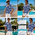 thumbnail image 4 of Whosucclay Blue Sea Waves Print Matchable Couple Hawaiian Men Button Down Aloha Shirt Womens Summer Dresses Sleeveless Tank Dress Casual Loose Fit Holiday Matching Outfit for Men Women, 3XL, 4 of 7