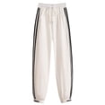 thumbnail image 2 of Pantalones de verano de secado rápido para mujer, pantalones deportivos con costuras de rayas en contraste, pantalones casuales sueltos de cintura alta, 2 of 6